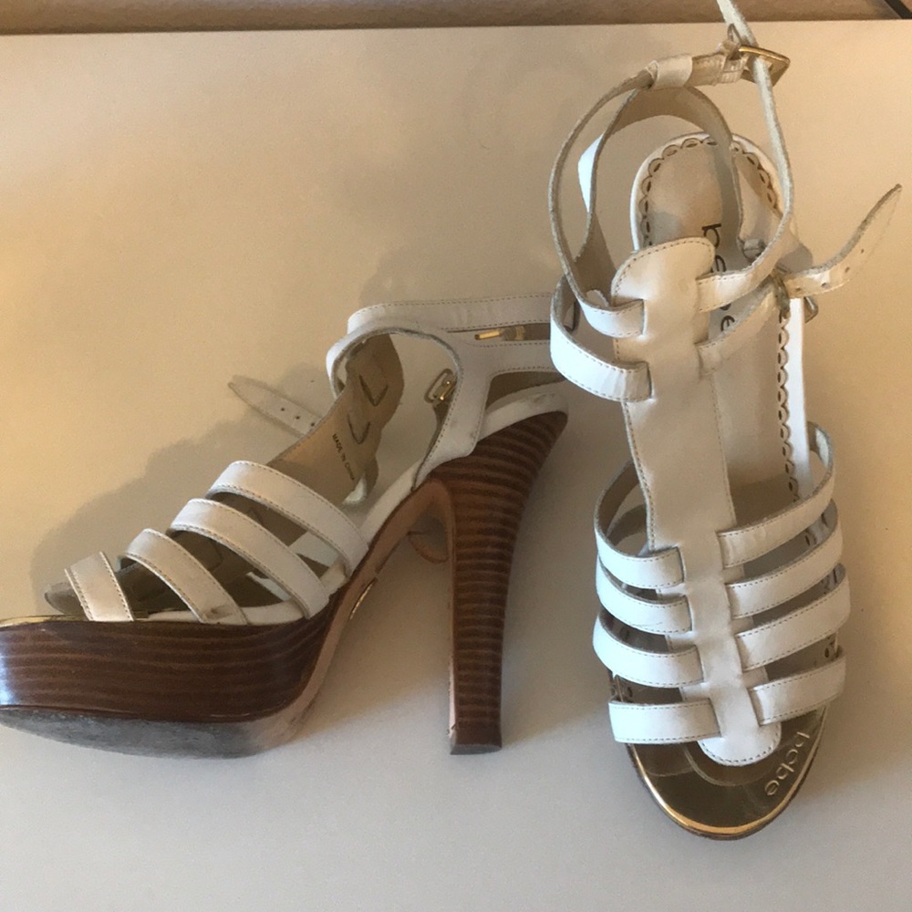 White Bebe sandal heels